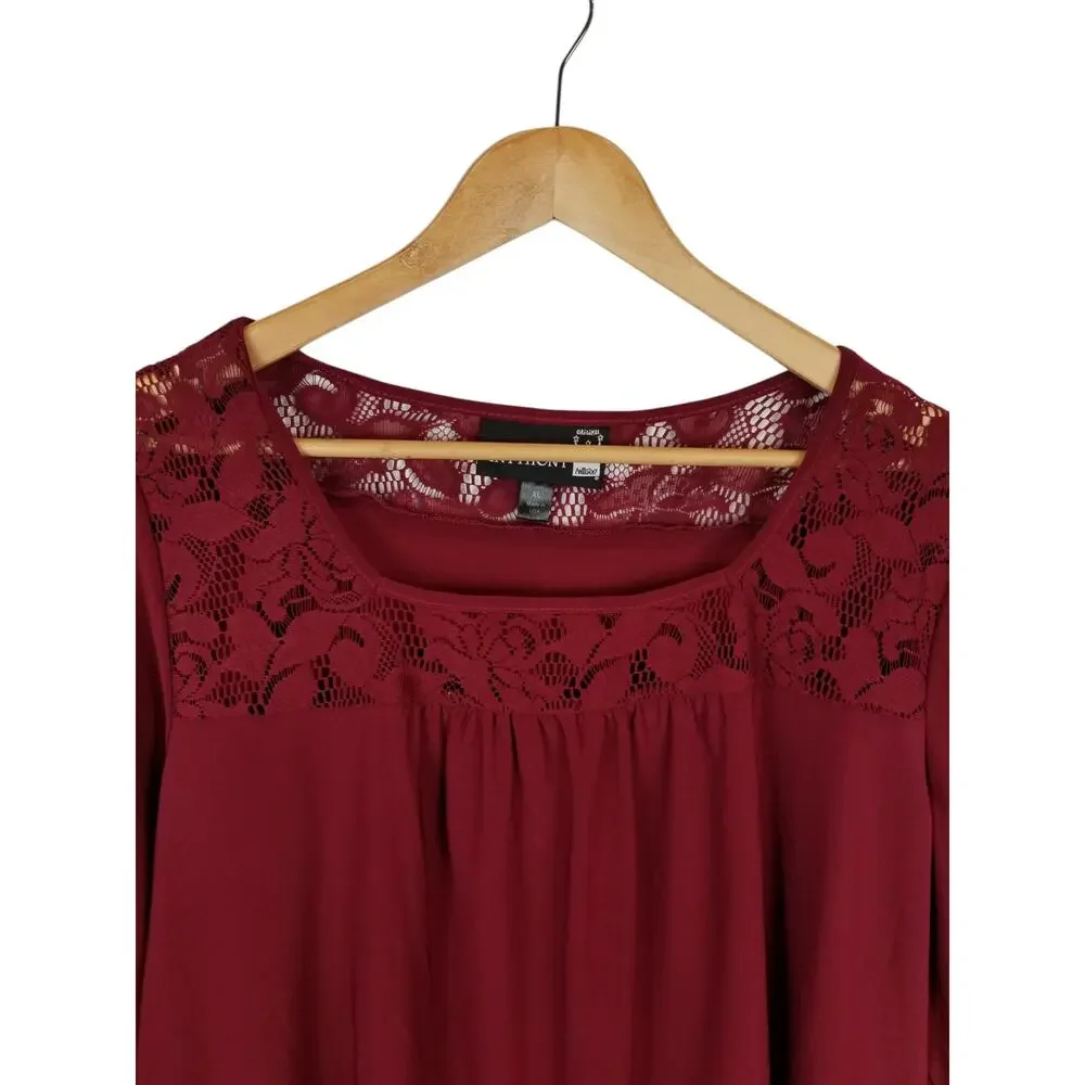 Antthony Original 2 Piece Set Skirt Long Sleeve Stretch Knit Top Red Size XL